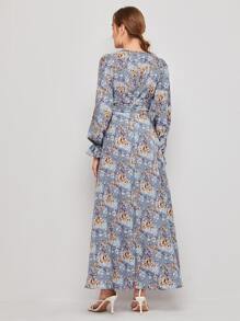 Mulvari Ruffle Cuff Allover Floral Belted Dress - Multicolor - View 2