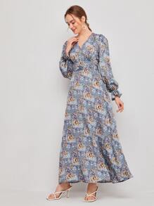 Mulvari Ruffle Cuff Allover Floral Belted Dress - Multicolor - View 3