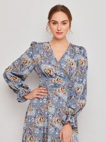 Mulvari Ruffle Cuff Allover Floral Belted Dress - Multicolor - View 5