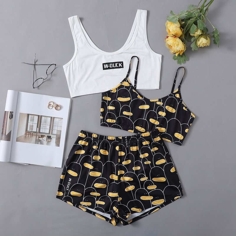 

3 Pack Cartoon Graphic Pajama Set, Multicolor