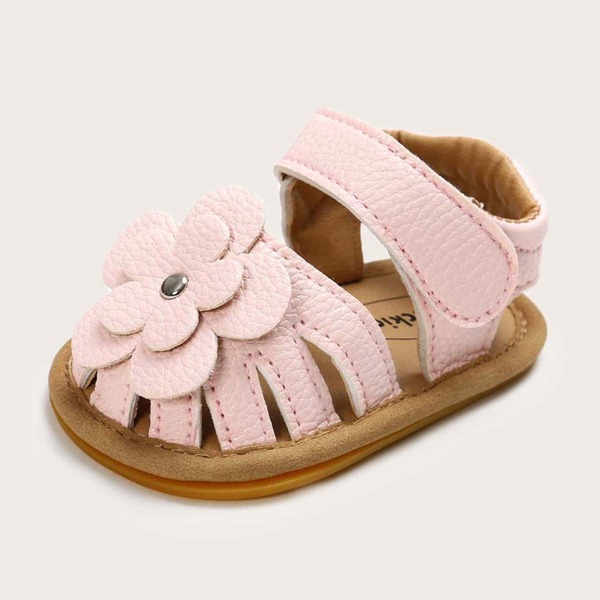 

Baby Girl Floral Decor Ankle Strap Sandals, Pink