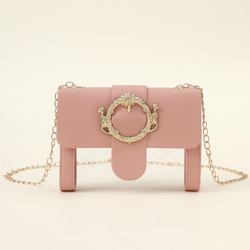

Ring Buckle Clear Crossbody Bag, Baby pink
