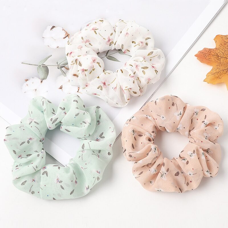 

3pcs Floral Scrunchie, Multicolor