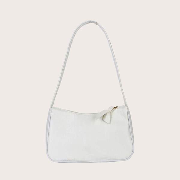 

Croc Embossed Shoulder Bag, White