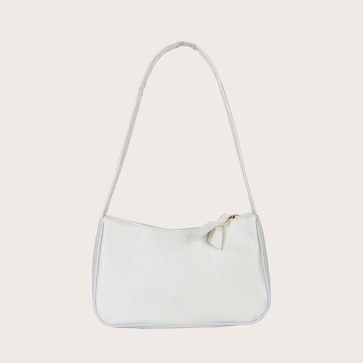 

Croc Embossed Shoulder Bag, White