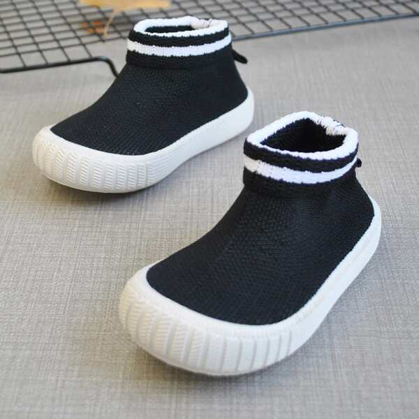 

Toddler Boys Striped Slip On Sneakers, Black