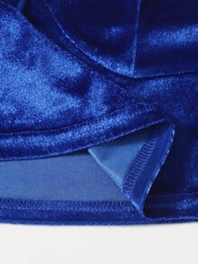 SHEIN Lace Trim Velvet Crop Cami Top - Royal Blue - View 3