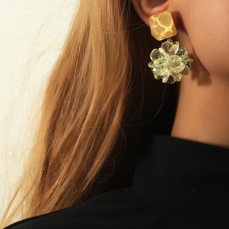 

Crystal Flower Drop Earrings, Yellow