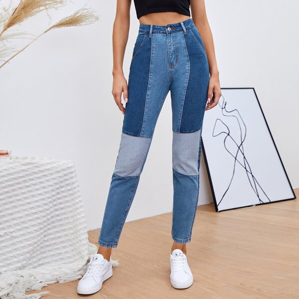 

High Waist Slant Pocket Skinny Jeans, Medium wash