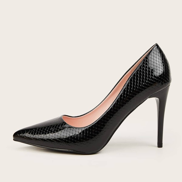 

Point Toe Stiletto Heeled Courts, Black