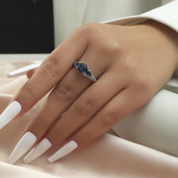

Hollow Out Copper Ring, Royal blue