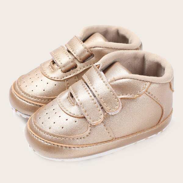 

Baby Boy Double Velcro Strap Sneakers, Gold