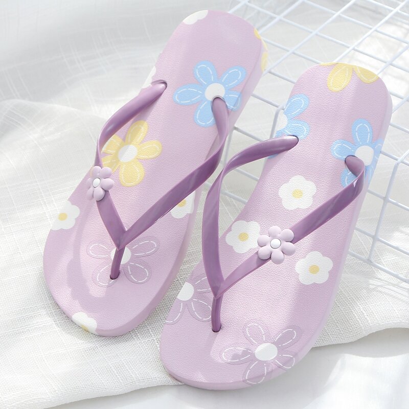 

Floral Decor Flip Flops, Mauve purple