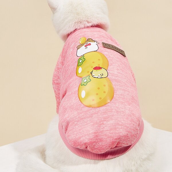 

Cartoon Graphic Pet Sweatshirt, Pink