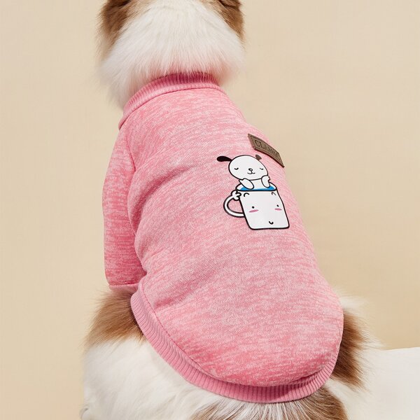 

Cartoon Graphic Pet Sweatshirt, Pink