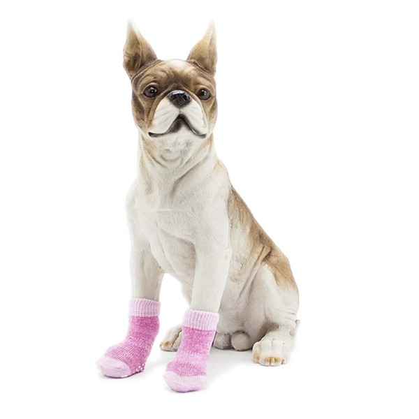 

4pcs Color Block Pet Sock, Pink