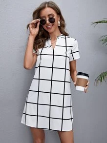 SHEIN Đầm Sọc ca rô Giải trí - trắng - Xem 1