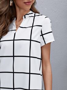 SHEIN Đầm Sọc ca rô Giải trí - trắng - Xem 4