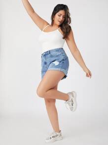 SHEIN BASICS Hơn Cami ngọn Bông Chất rắn Phù hợp - trắng - Xem 1