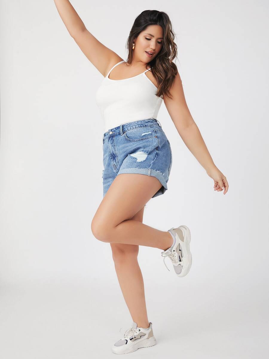 SHEIN BASICS Hơn Cami ngọn Bông Chất rắn Phù hợp - trắng - Xem 1