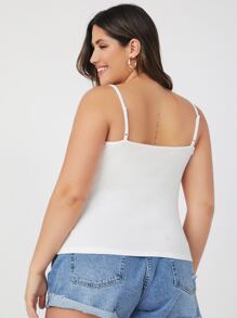SHEIN BASICS Hơn Cami ngọn Bông Chất rắn Phù hợp - trắng - Xem 2