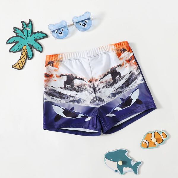 

Boys Figure Print Swim Shorts, Multicolor