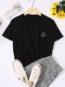 Flirla Cartoon Graphic Round Neck Tee