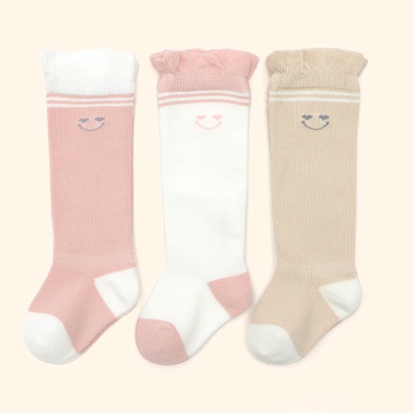 

3pairs Baby Striped Over The Knee Socks, Multicolor