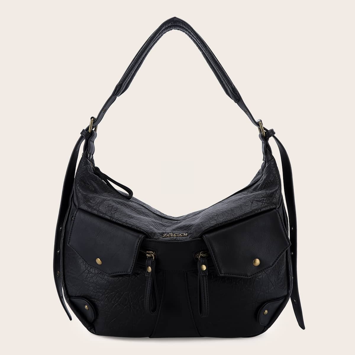 

Pocket Front Large Capacity Baguette Bag, Black