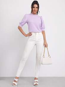 Mulvari 泡泡袖子鎖孔後上衣 - 紫丁香色 - 查看 5