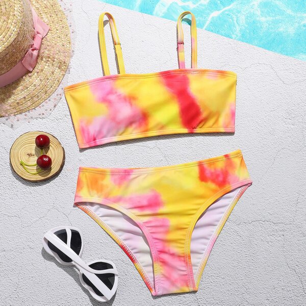 

Girls Tie Dye Bikini Swimsuit, Multicolor