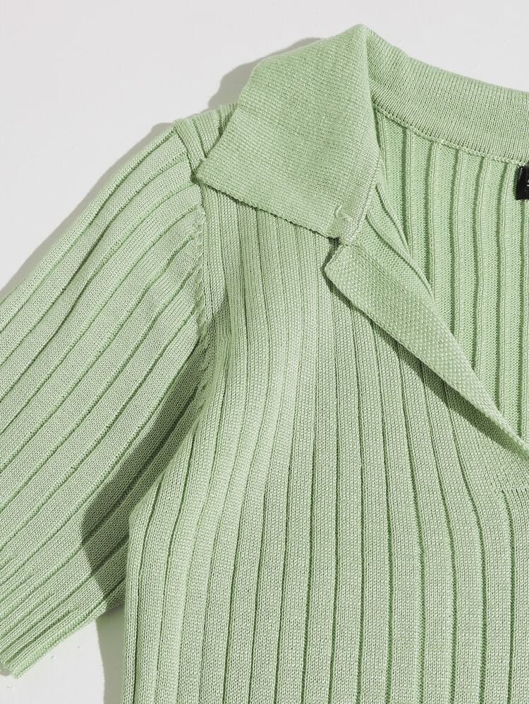 Solid Ribbed Knit Top - Mint Green - View 3