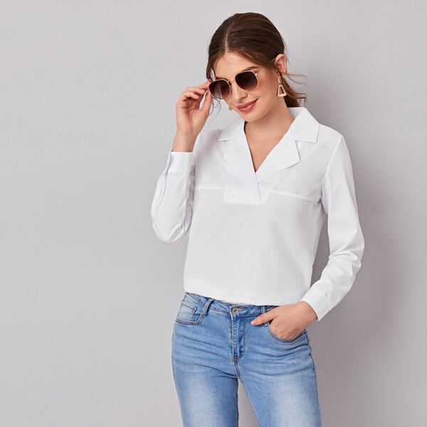 

Notched Collar Solid Top, White