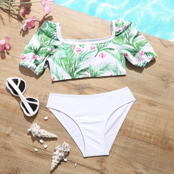 

Girls Tropical Bikini Swimsuit, Multicolor