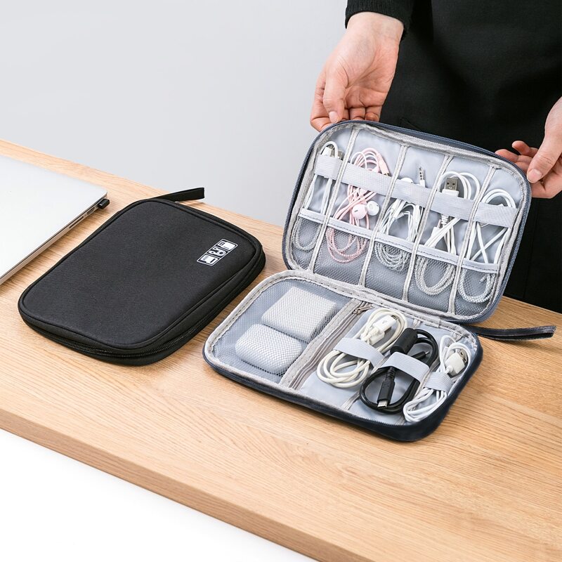 

1pc Water Proof Data Cable Storage Bag, Black