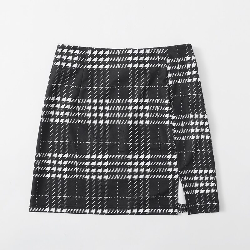 

Plaid Slit Skirt, Multicolor