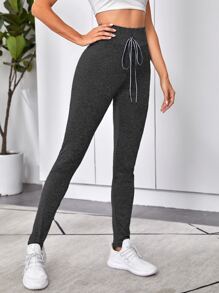 Muchica Xà cạp Thắt nút màu trơn Thể thao - màu đen - Xem 3