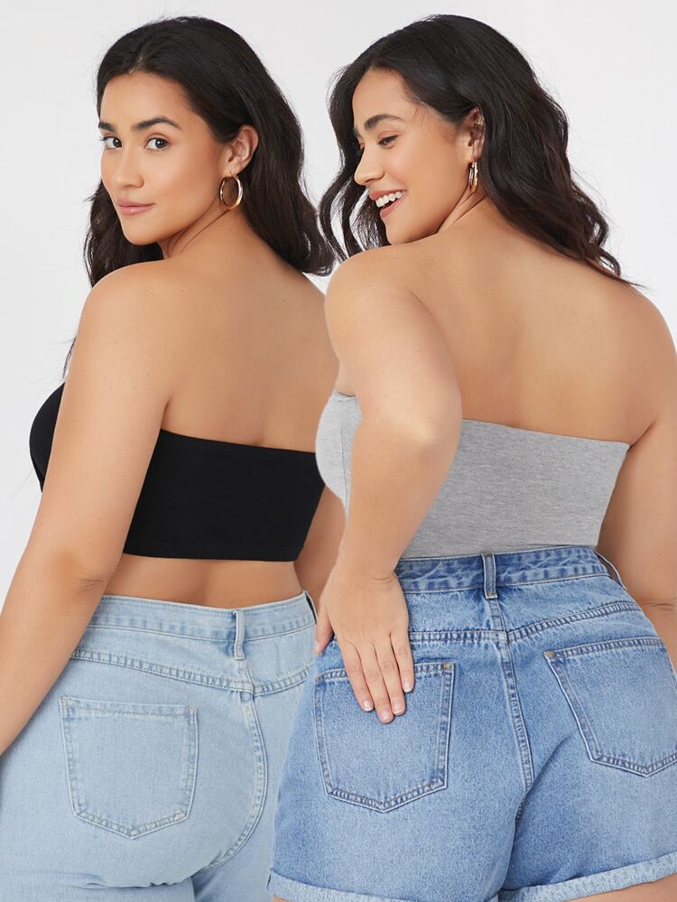 Plus Size 2 Packs Crop Tube Top