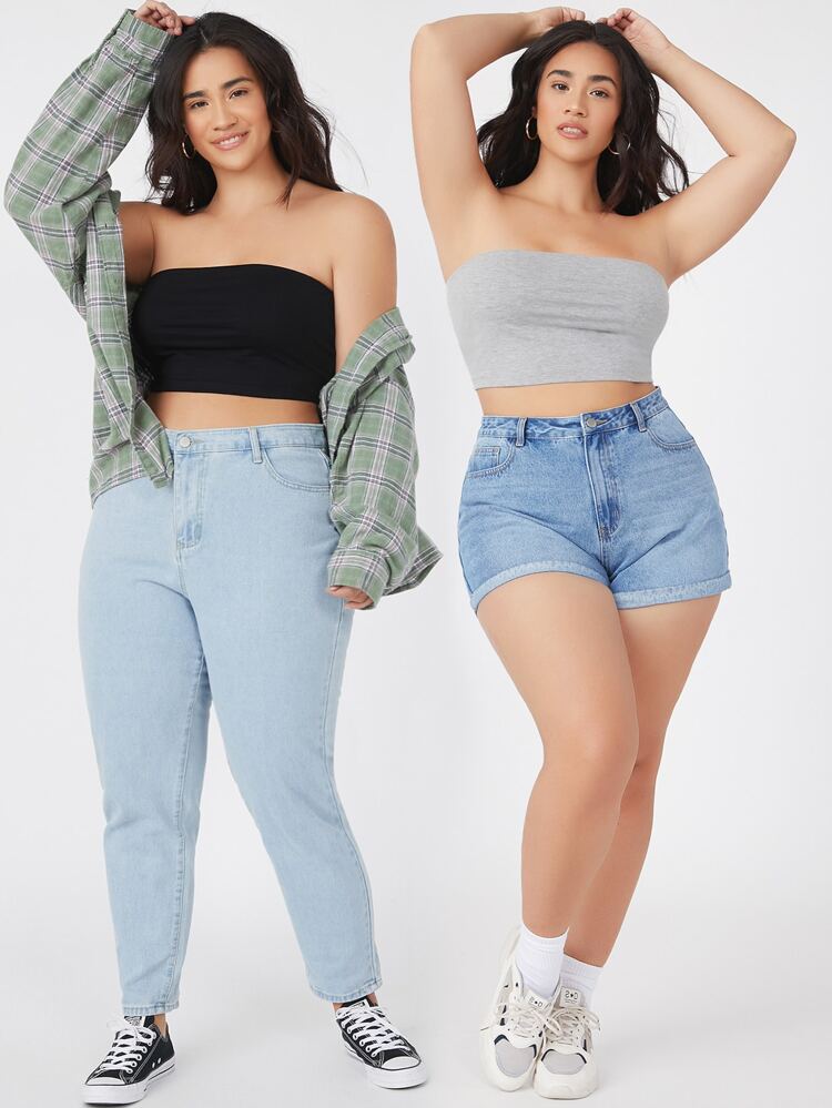 Plus Size 2 Packs Crop Tube Top