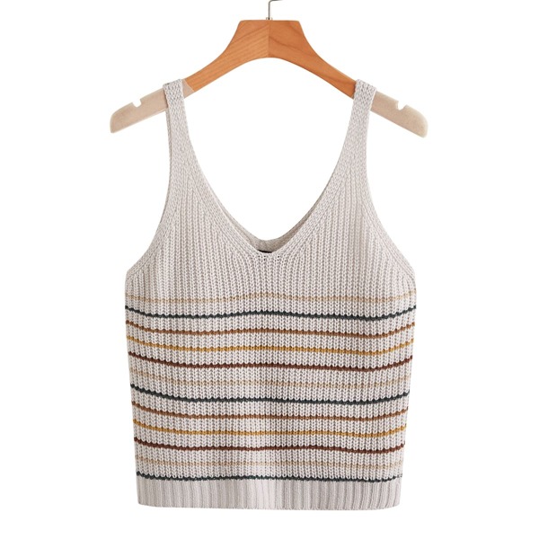 

Striped Pattern Knit Top, Multicolor