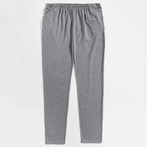 

Men Letter Patched Sleep Pants, Grey