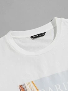 Manfinity Men Slogan Graphic Tee & Drawstring Shorts Set