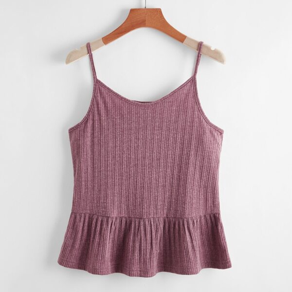 

Solid Peplum Cami Top, Redwood