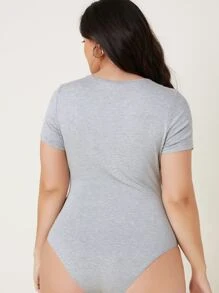 SHEIN BASICS Body de cuello redondo unicolor - Gris Claro - Ver 2