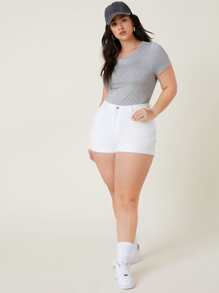 SHEIN BASICS Body de cuello redondo unicolor - Gris Claro - Ver 4