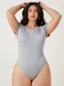 SHEIN BASICS Body de cuello redondo unicolor - Gris Claro - Ver 5