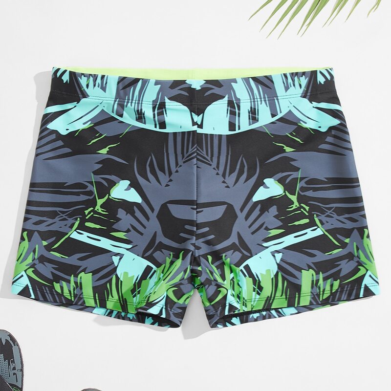 

Guys Graphic Print Drawstring Swim Trunks, Multicolor