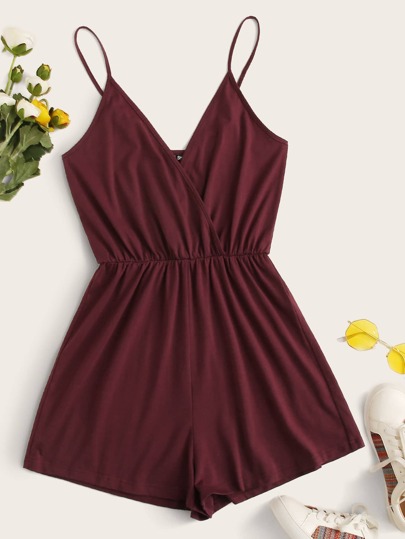 Plus Surplice Front Cami Romper