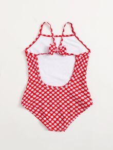 Baby Girl Ditsy Floral One Piece Swimsuit - Red - View 2
