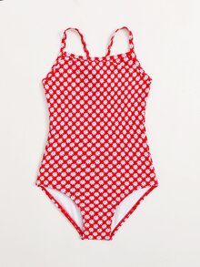 Baby Girl Ditsy Floral One Piece Swimsuit - Red - View 5
